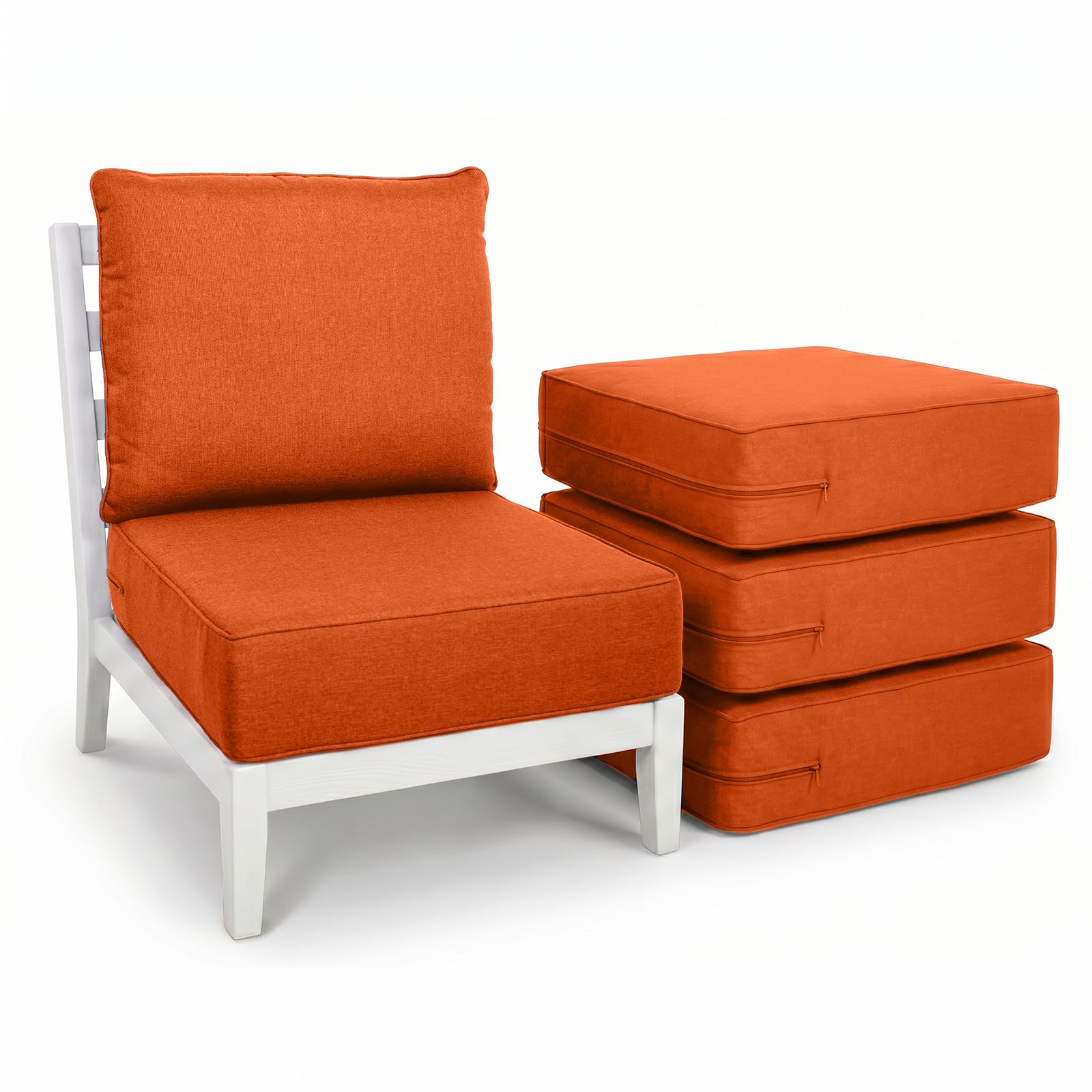 Luxury Outdoor Seat Cushion Set 4-24 x 24 x 6 Inch Outdoor Chair Cushions with Water Resistant &amp; Removable Cover Outdoor Cushions for Patio Furniture Chair Sofa Couch