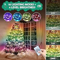 Vista 5 de Luces de cadena para árbol de Navidad con control de aplicación inteligente Ring, 200 LED con sincronización de música, cambio