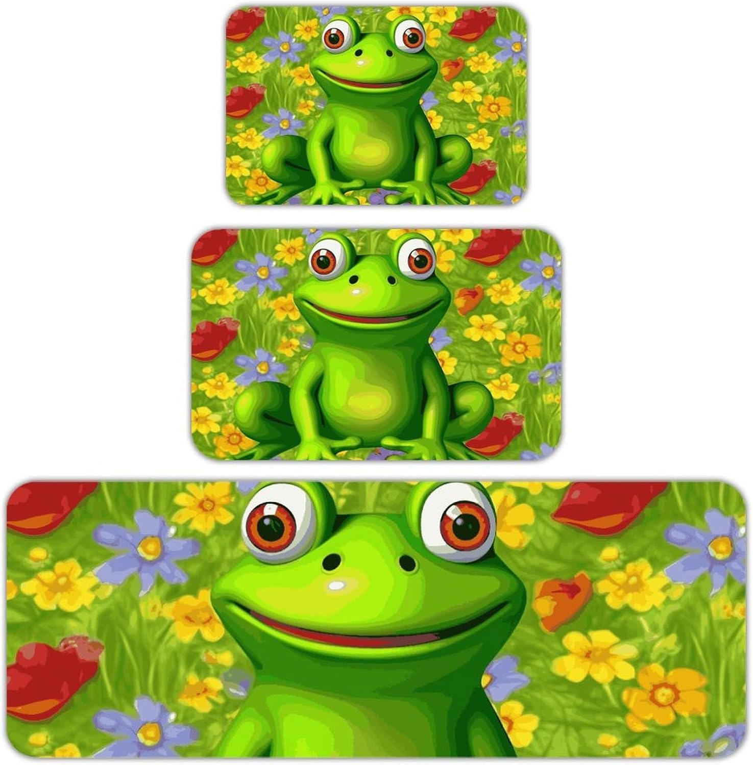 Frog Kitchen Mats for Floor 3 Pcs Kitchen Rugs