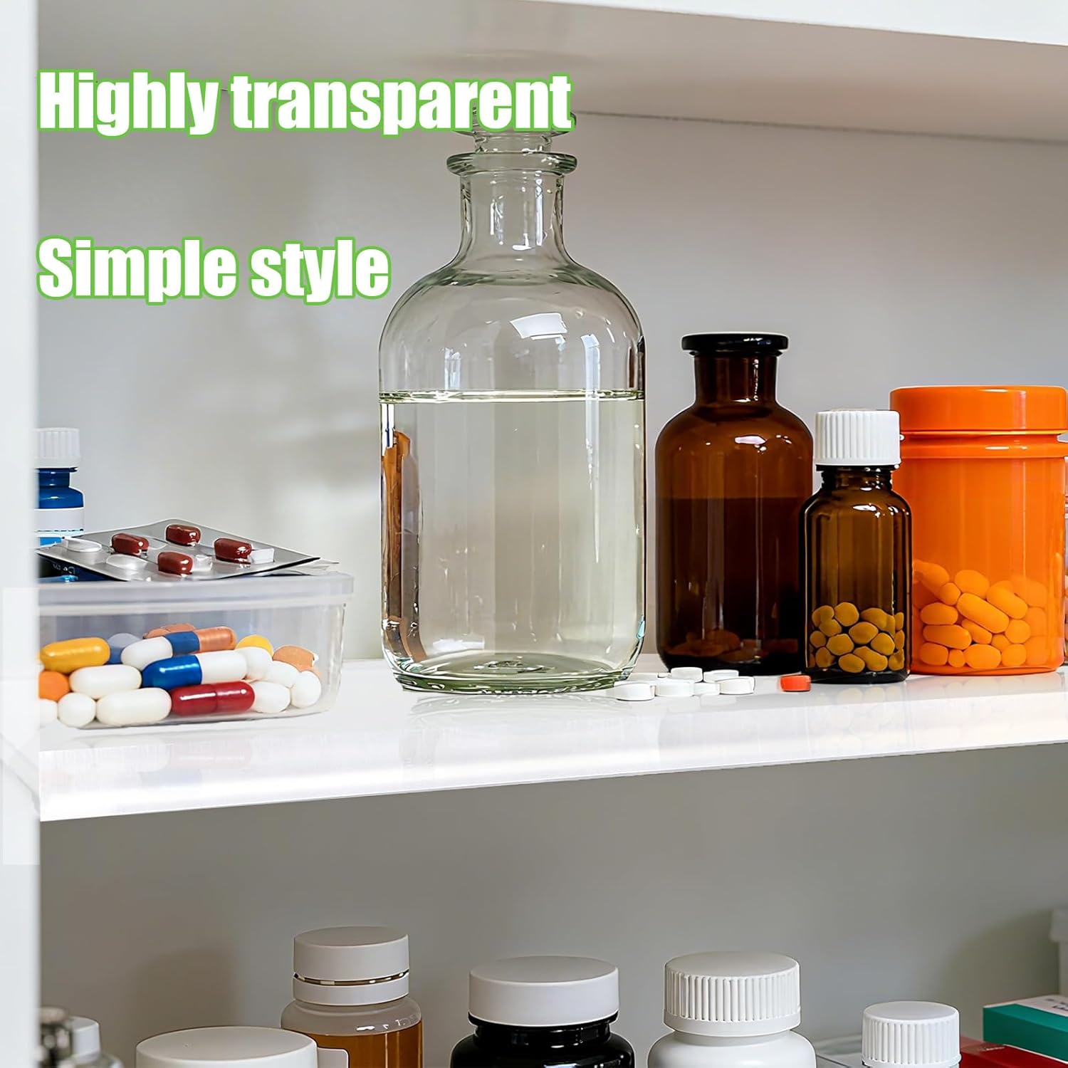 6 pcs Medicine Cabinet Shelf Replacement, 13x1.18in/33x7.6cm Wall Mount Acrylic Insert Shelves Board Storage 13 inch Shelving Replacemnt for Bathroom Kitchen Living Room Organizer (Clear)