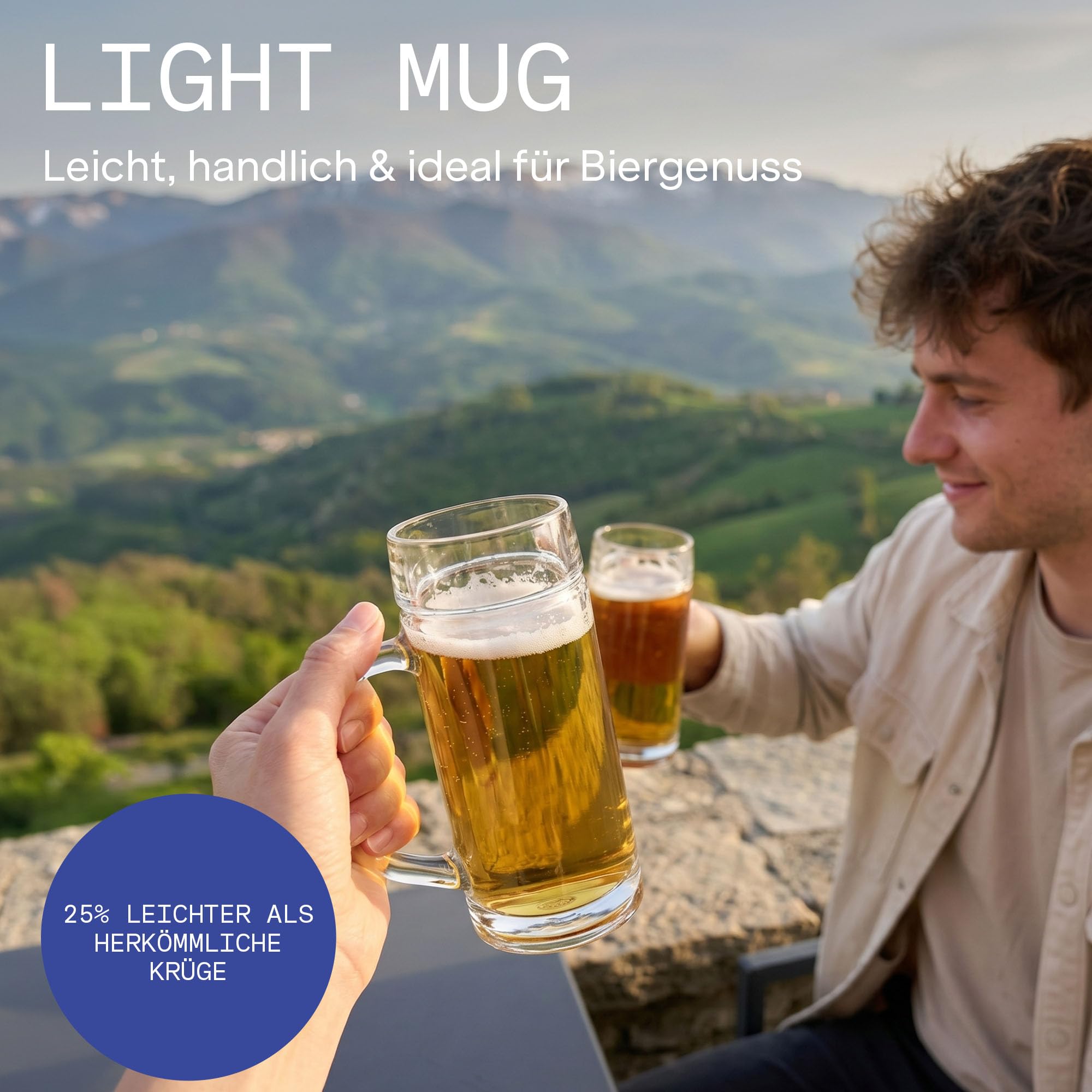 Stölzle Oberglas Light Mug Bierkrug leicht 500 ml, Bierkrüge 6er-Set | Moderne Bierkrüge im minimalistischen Design, 25 % leichter und mit glatter Oberfläche, stoßfest & spülmaschinengeeignet