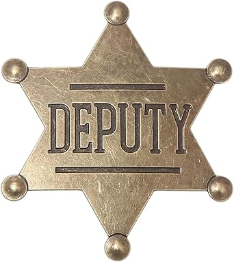 1 PCS Deputy Sheriff Badge, Retro Hexagonal Badge Set, Honor Medal Pin, Western Cowboy Dress Up Deputy's Badge Toys, English Letter Accessory Alloy Chest Badge for Ceremonies and Celebrations Badges