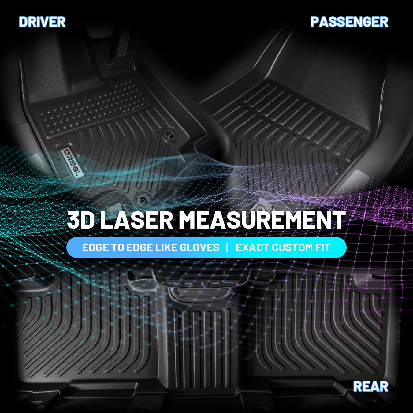 orealtrend Black Floor Mats Liners Replacement for Honda CRV CR-V 2002-2006 Heavy Duty All Weather Guard Front and — view 2