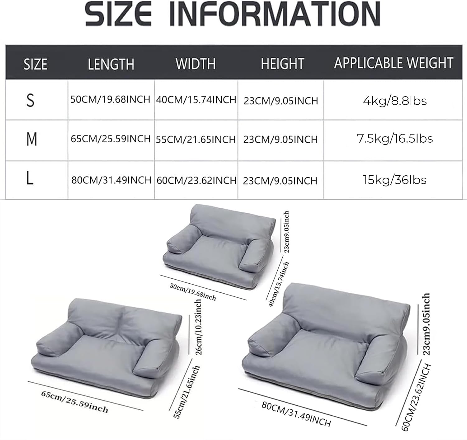 Pet Sofa Leather Dog Bed Pet Sofa Bed Dog Chairs for Small Medium Dogs Puppy Pet Furniture Cat Beds with PU Leather Cover and Non-Slip Bottom,Gray,S