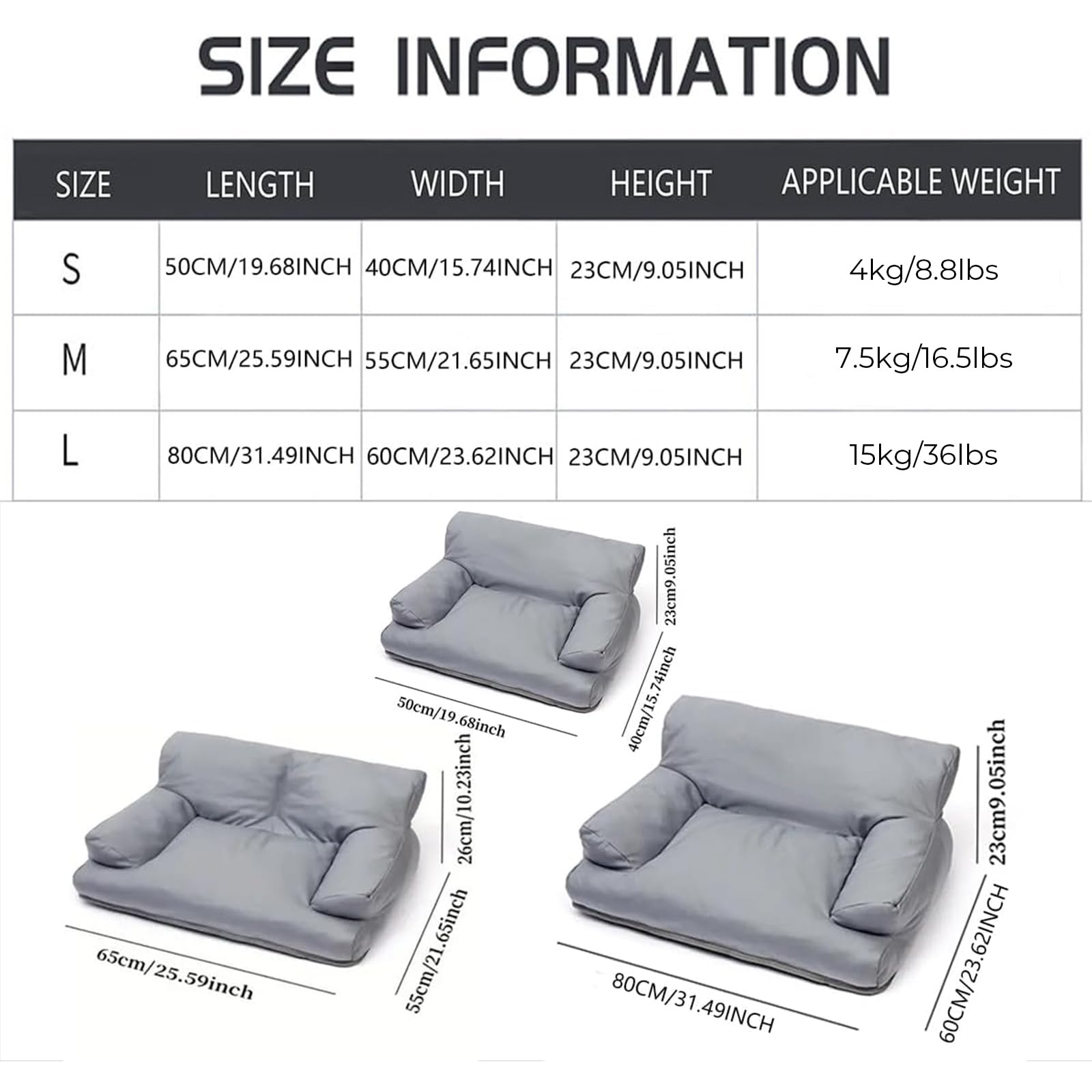Hundebetten Haustier Sofa Leder Hundebett Haustier Weiches Sofa Hundesessel Für Kleine Mittlere Hunde Haustiermöbel Katzenbetten Mit Anti-Rutsch-Boden,Grau,M