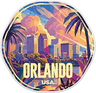 USA Orlando City Sticker - Waterproof Vinyl Decal for Car Bumper, Water Bottle Laptop Luggage Bike Phone Cases Wall Window, Sticker - 3'' Longer Side