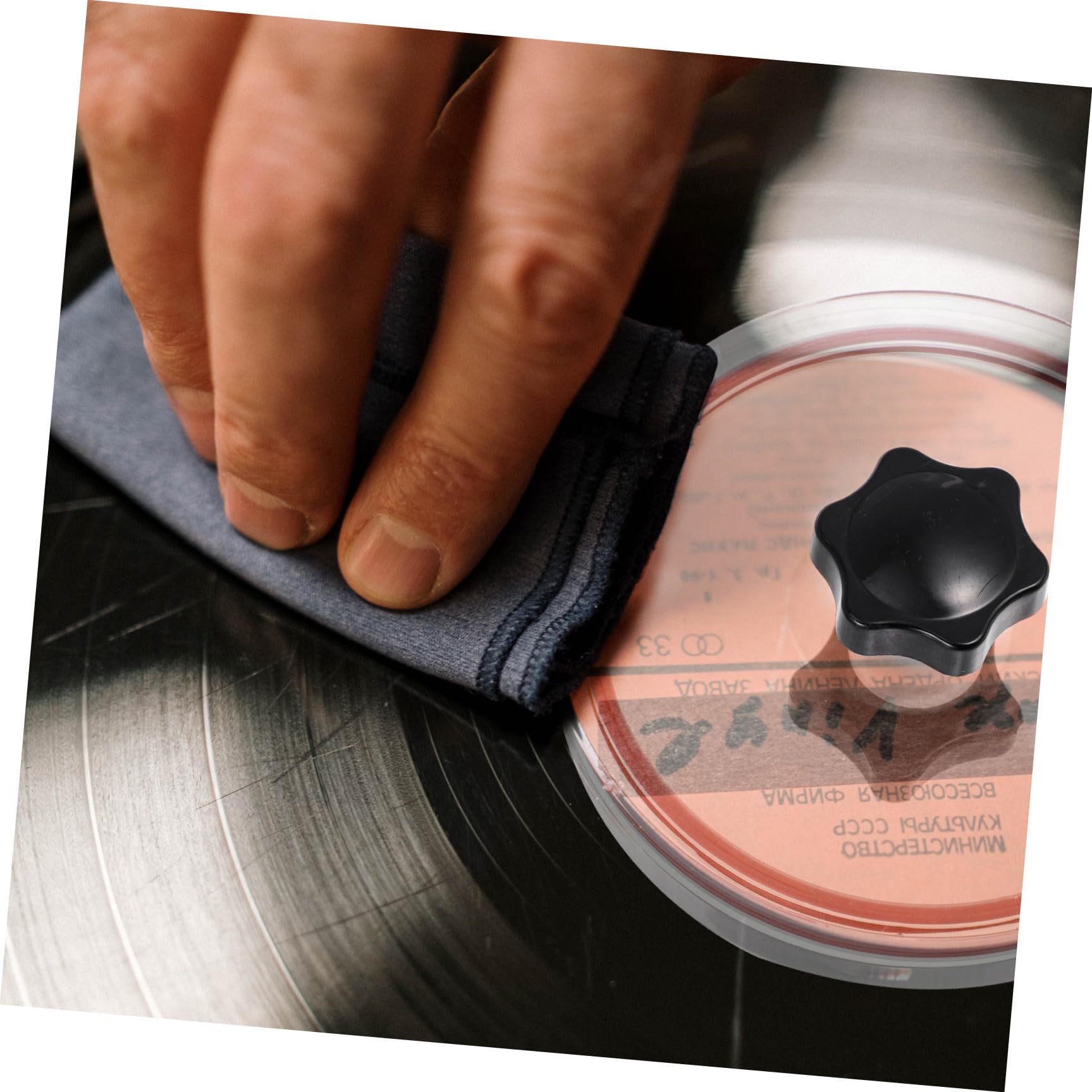 Pince de Nettoyage pour Disques Vinyles Acrylique Ronde avec Wiper