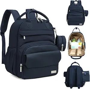 KeaBabies Diaper Bag Backpack, Travel Diaper Back Pack, Navy Blue, Small