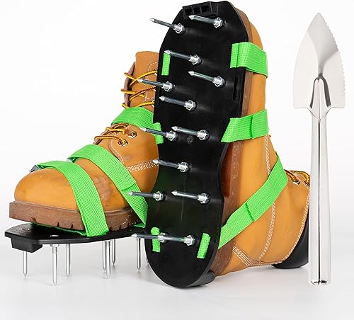 Zapatos aireadores de césped  Aeartor de césped con pala de acero inoxidable  Zapatos de césped con punta de césped con gancho de metal con 3