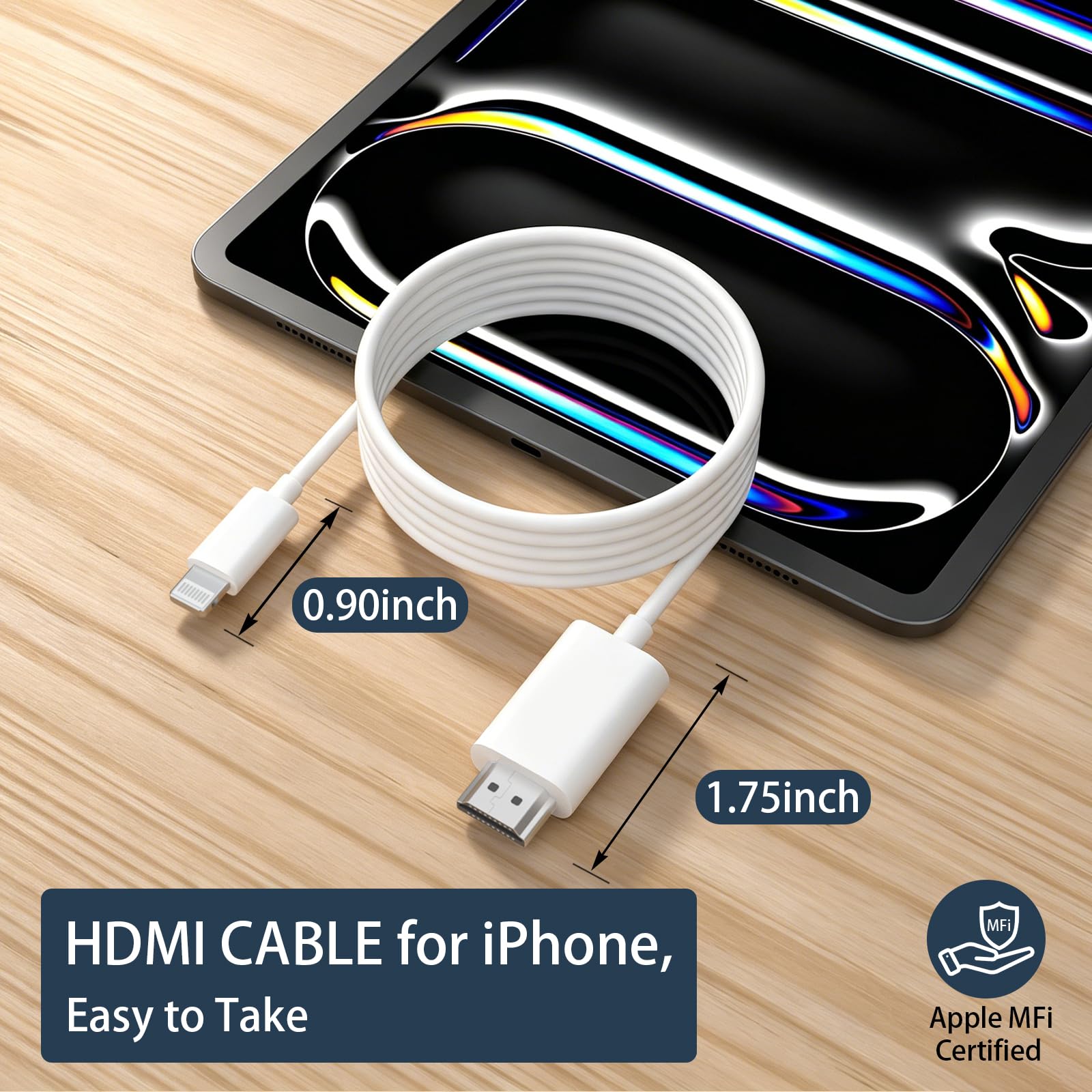 Cavo adattatore da Lightning a HDMI, 1,8 m, 4K a 60 Hz, da tipo C a HDMI 2.0, compatibile con Thunderbolt 3/4, per iPhone 17/16/15, MacBook, iMac, iPad Pro, Galaxy S24, Surface, monitor HDTV