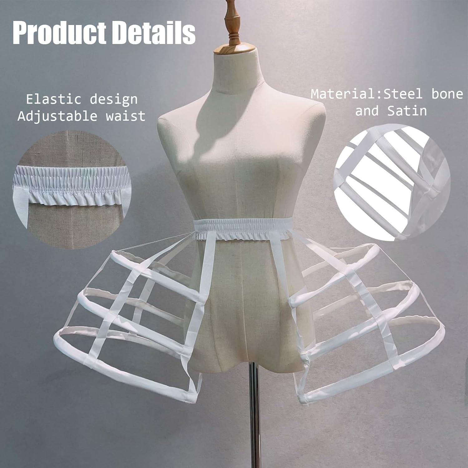 Petticoat Women Victorian Bustle Cages Hoop Skirt Cage Skirt for Women - Image 3