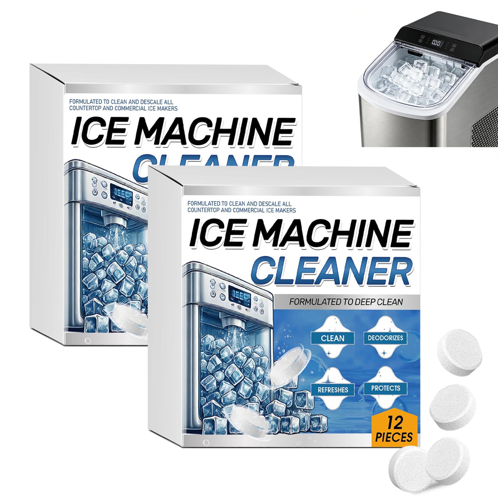24pcs Ice Machine Cleaner Tablets, Individually Wrapped Ice Maker Descaler