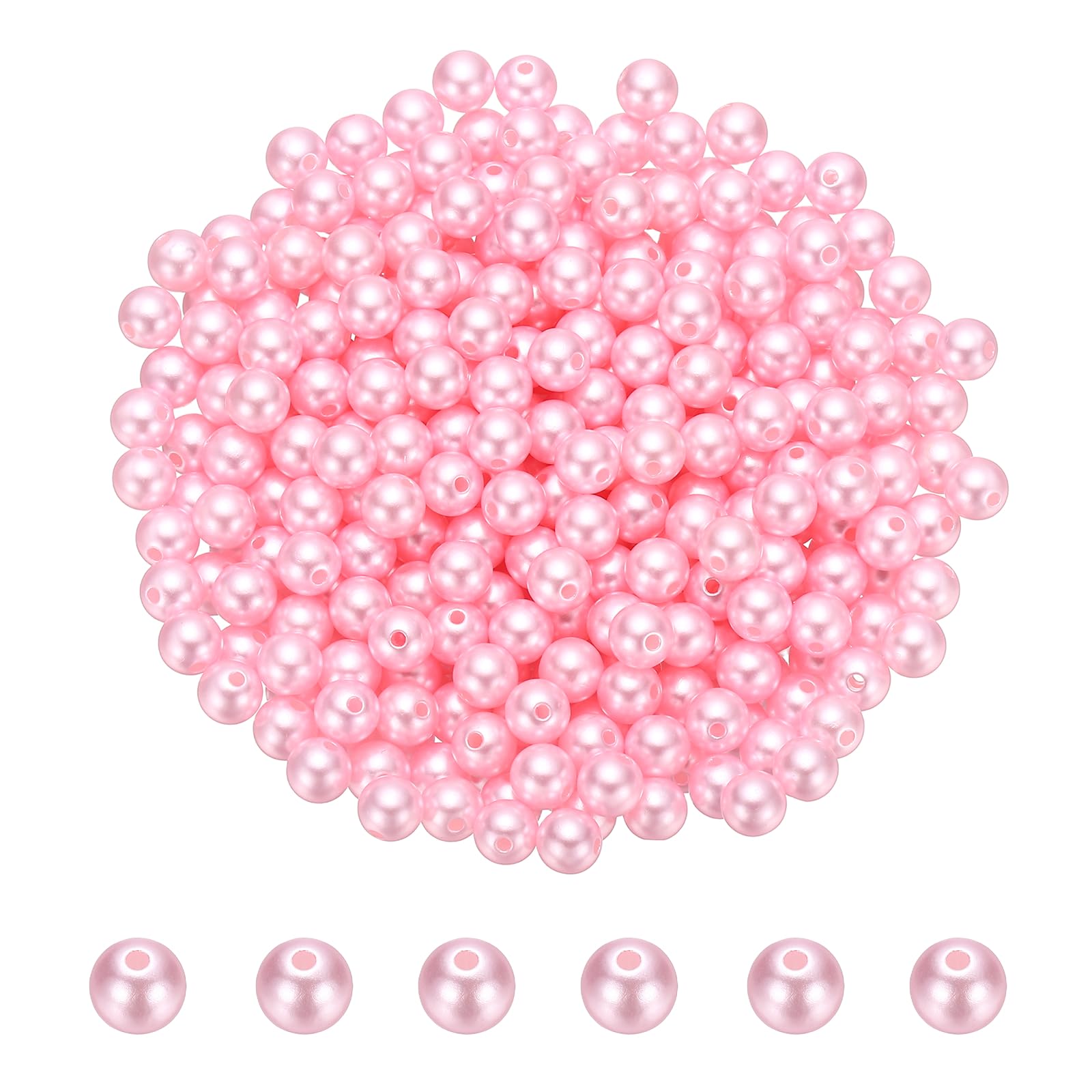 PATIKIL 8mm Colored Pearls, 400Pcs Pearl Beads for Jewelry Making Round ABS Craft Beads with Holes for Jewelry Making DIY Crafts Necklace Bracelet Earring Sewing Home Decor, Light Pink โ image 1