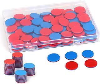 200 Stück Wendeplättchen Rot Blau Plastik 1 Kunststoff Boxen Satz Plättchen Rechenhilfe Einkaufswagenchips Wendeplättchen Zählchips spielchips für Kinderhände Rechenaufgaben
