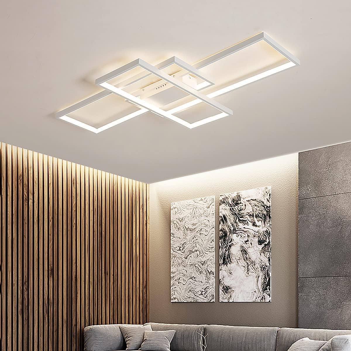Rettangolo plafoniera LED soffitto, Dimmerabile plafoniera LED Telecomando Lampada,Plafoniere da Ufficio Luce Soffitto per Camera da Letto, Cucina, Soggiorno, Balcone,Bianca,110 * 60CM/95W