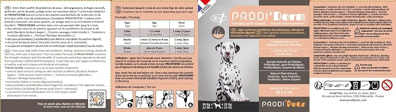 PRODIPETS Közepes Kutyák Probiotikus Ampulla 30db Bőr és Szőrzet Ápolás 1 Havi Kúra