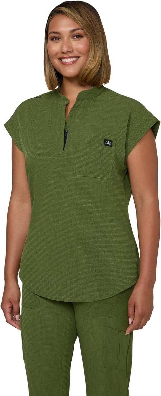 KOI Solis x Catrin Women's 2-Pocket Zipper-Neck Scrub Top