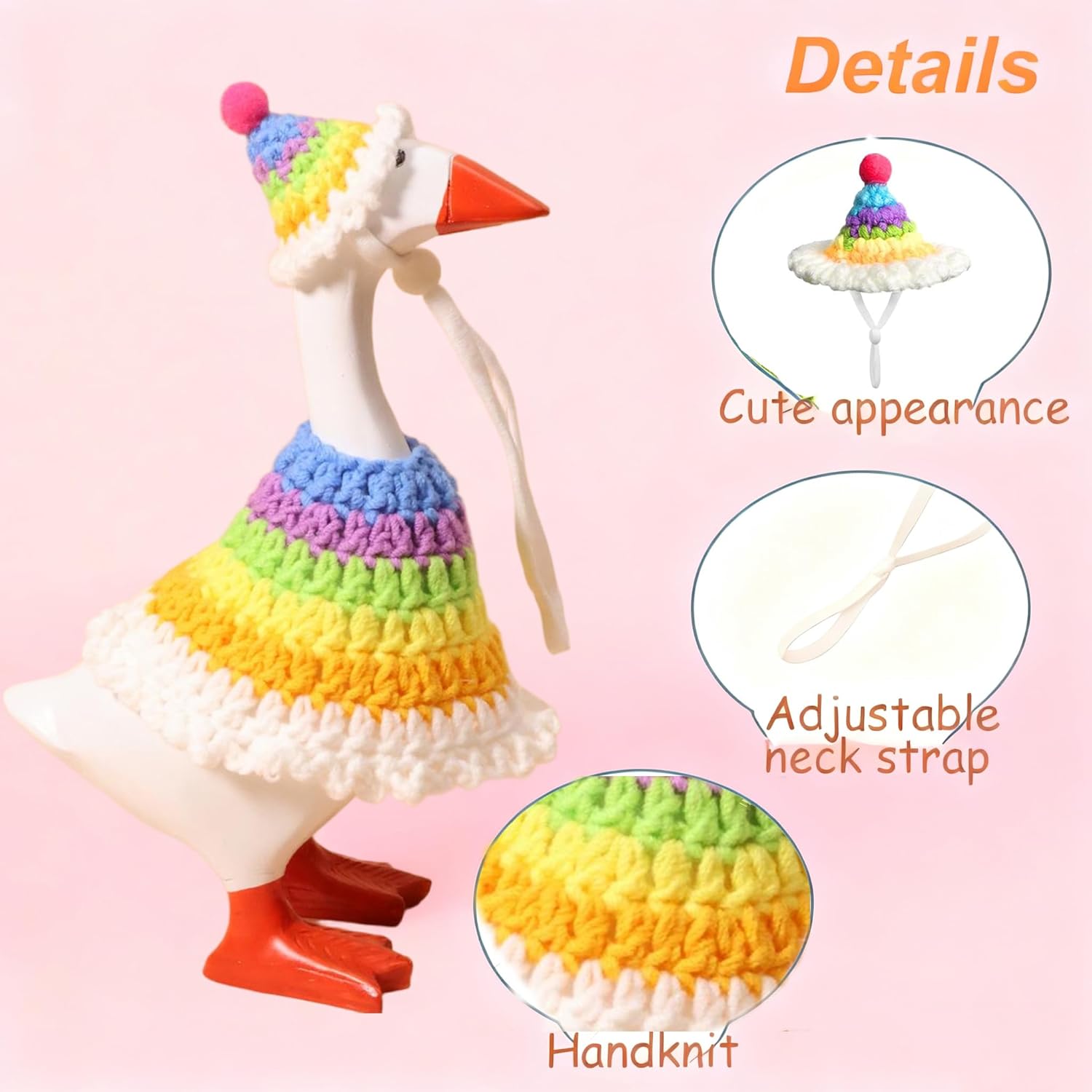 7 Inch Desk Goose Outfits, 3-Pack Hand-Knit Desk Goose Costumes Accessories, Festive Clothes for 7-Inch Magnetic Desktop Geese Statues, Spring Holiday Birthday Party Home Office Table Decor Gift