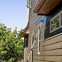 Vista 8 de Plumero de telarañas con poste de extensión, plumero de 8 pies de largo para techos altos, paredes, cerdas medianas rígidas, cepillo para telarañas