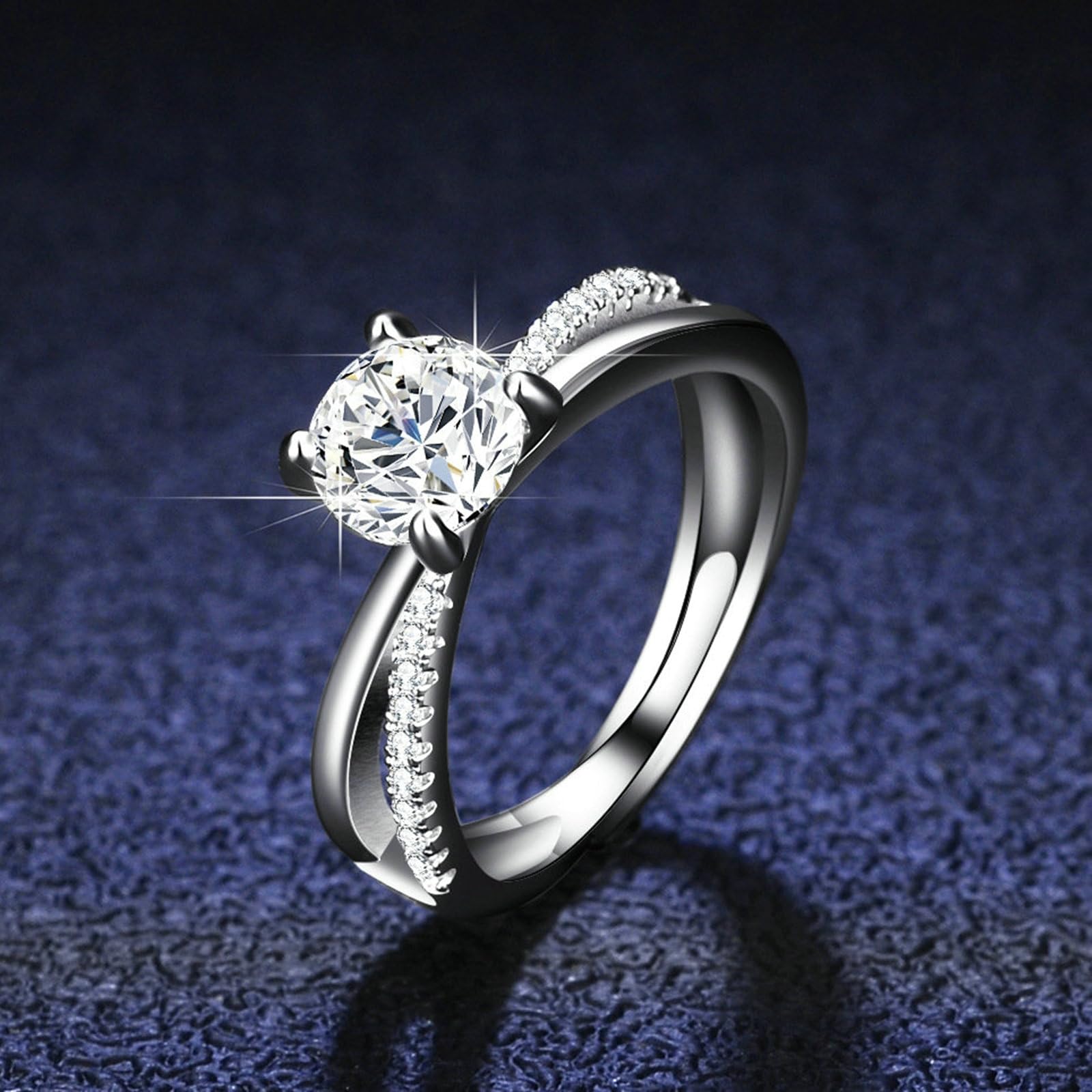 Anillo para mujer de oro, 1 ct, diamante cultivado en laboratorio, anillo de boda, oro blanco, elegante, anillos de compromiso, oro real para mujer