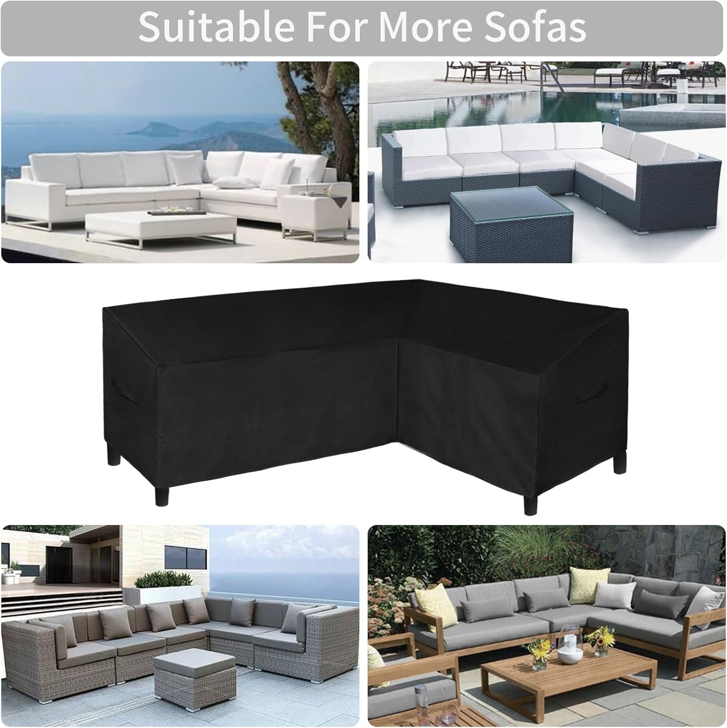 Easy-Going 600D Patio L-Shaped Sectional Sofa Cover, 85"X58", Right Facing image 5