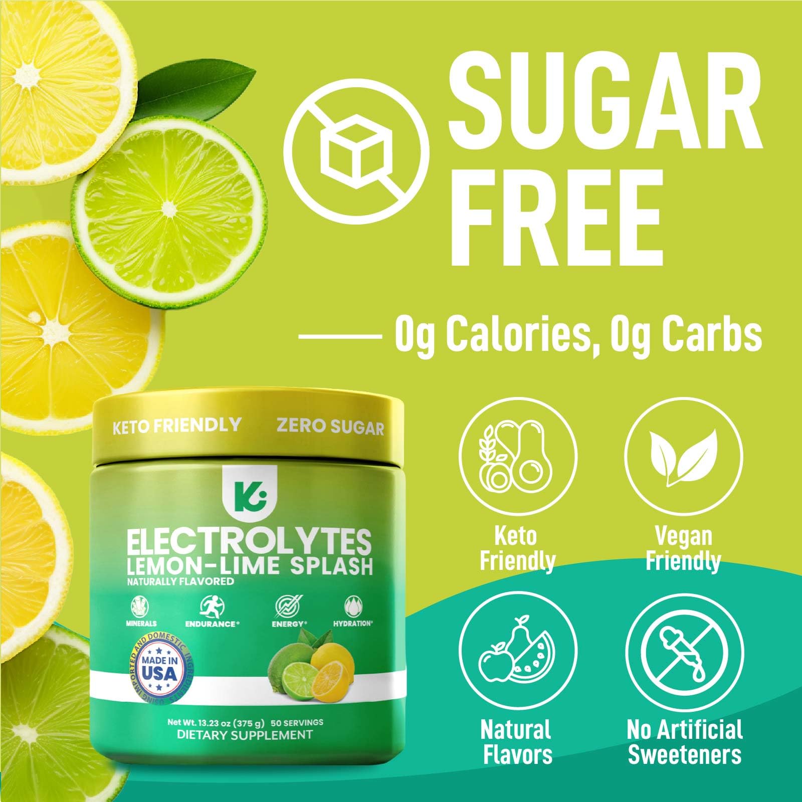 Keppi Electrolytes Powder – Lemon Lime Flavor 50 Servings – No Sugar Hydration Supplement with Potassium, Magnesium, Sodium – Keto, Vegan, Fasting-Friendly, Zero Calorie Electrolyte Drink — Amazon image 4