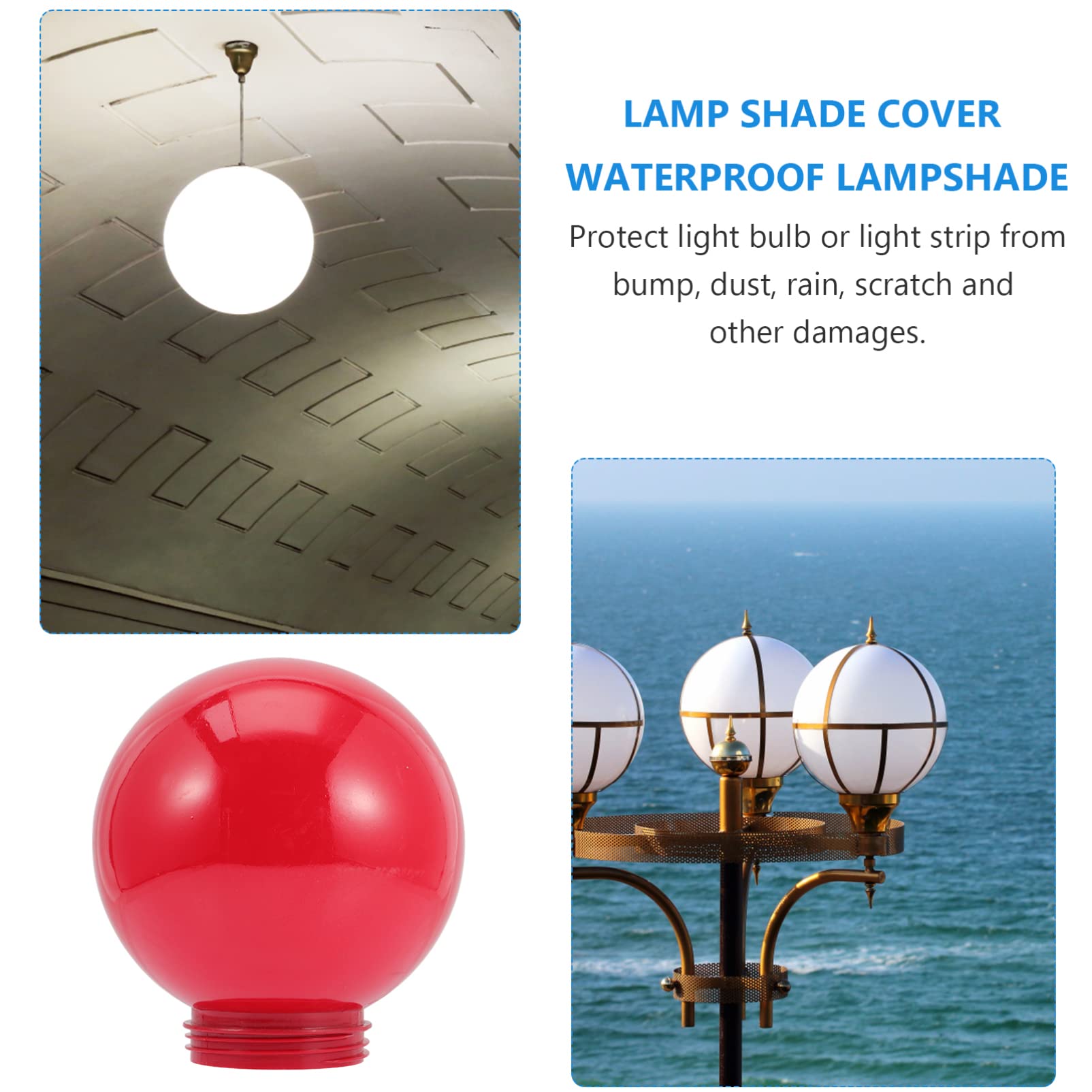 Lurrose White Acrylic Globe Lamp Shade – 25cm, Replacement Shade For Pendant Lights, Chandeliers, Outdoor Lamps - View #3