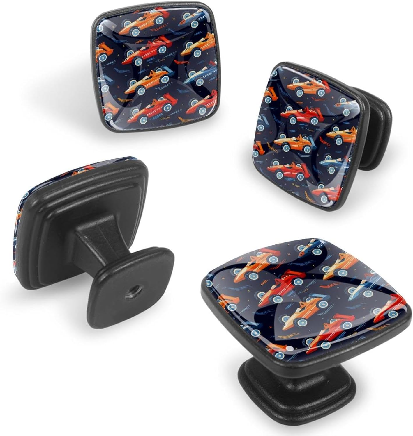 12 Pieces Purple Floral Herbs and Spices Glass Knobs for Dresser Drawers, 1.37 x 1.10 in Square Kitchen Cabinet Pulls for Home Office Nursery Kids Room