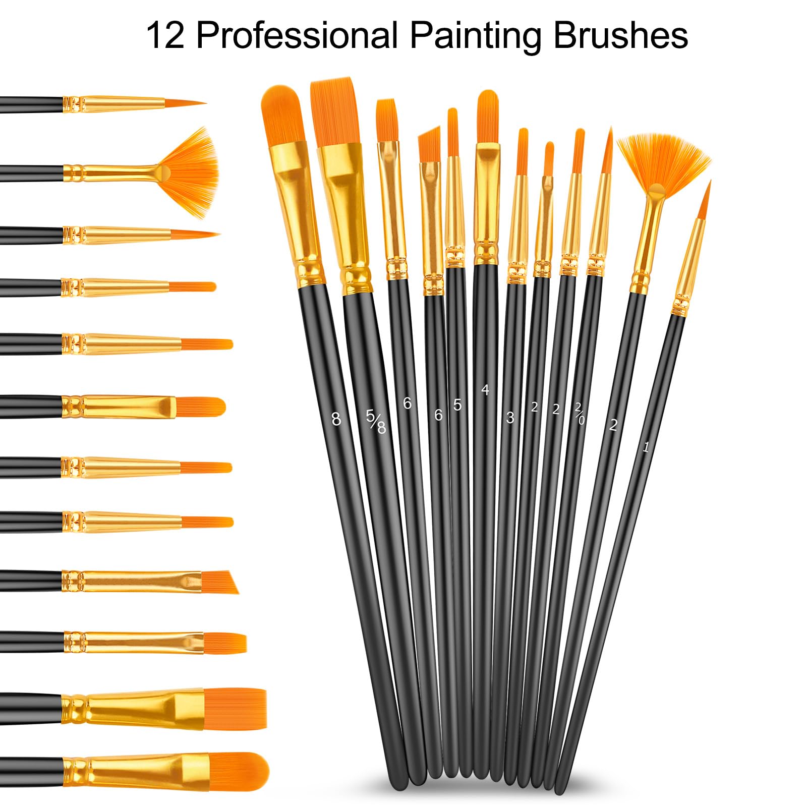 Caliart Acrylfarben-Set mit 12 Pinseln, 36 Farben (59 ml), Kunsthandwerk Farben, Geschenke für Künstler, Kinder, Anfänger und Maler, Halloween-Kürbis-Leinwand, Keramik, Steinmalerei-Set, Kunstbedarf