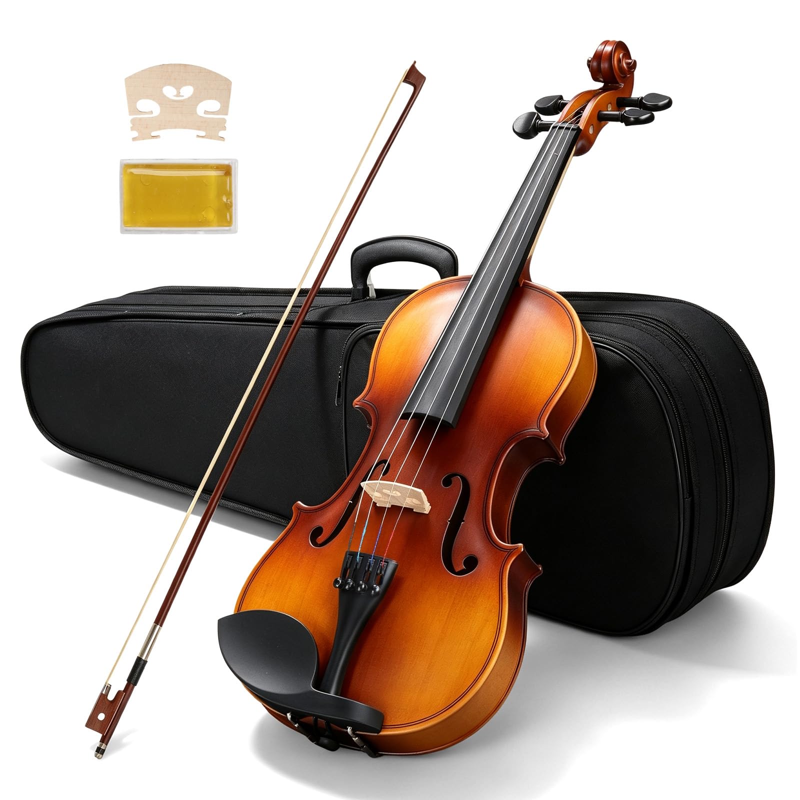 Bonnlo Violino per Bambini e Principianti, Misure 1/4, 1/2, 3/4 e 4/4, Violino in Legno Compensato di Tiglio con Acro in Legno Rosso, Astuccio, Colofonia e Mentoniera (Colore Classico, 1/4)