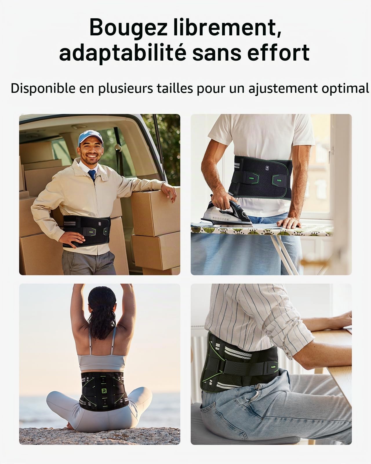 Rakiie Ceinture Lombaire pour Soulager les Douleurs Lombaires, Soutien Lombaire 8X Puissant avec Coussinet 3D, Ceinture de Soutien Dorsal pour Hommes et Femmes (M)