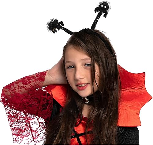 Miniatura 5 de TreereSea Diadema de Halloween, disfraz de brujas, paquete de 6 diademas de telaraña, bandas para el pelo de murciélago, aro de cabeza de resorte de