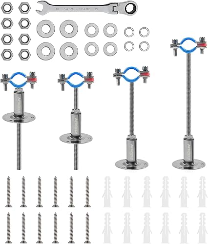 Miniatura 10 de Kodilin 4 soportes de tubo de montaje en pared mejorados, abrazadera de tubo de montaje en pared de acero inoxidable 304 adecuada para tubería OD de