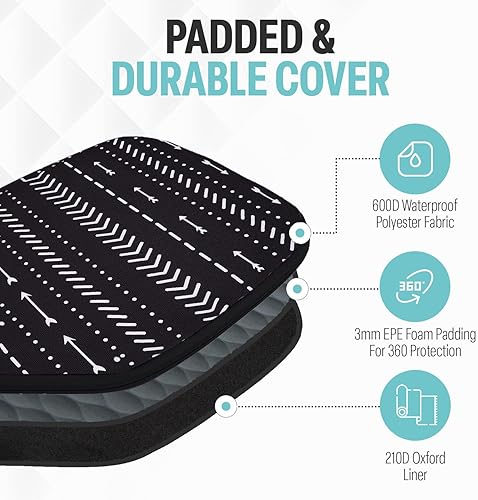 Vista 215 de Palms-O-Aces Pickleball Paddle Sleeve Lightweight Padded Canvas Covers for Paddles Protective Racket Case with zipper Standard & Elongated