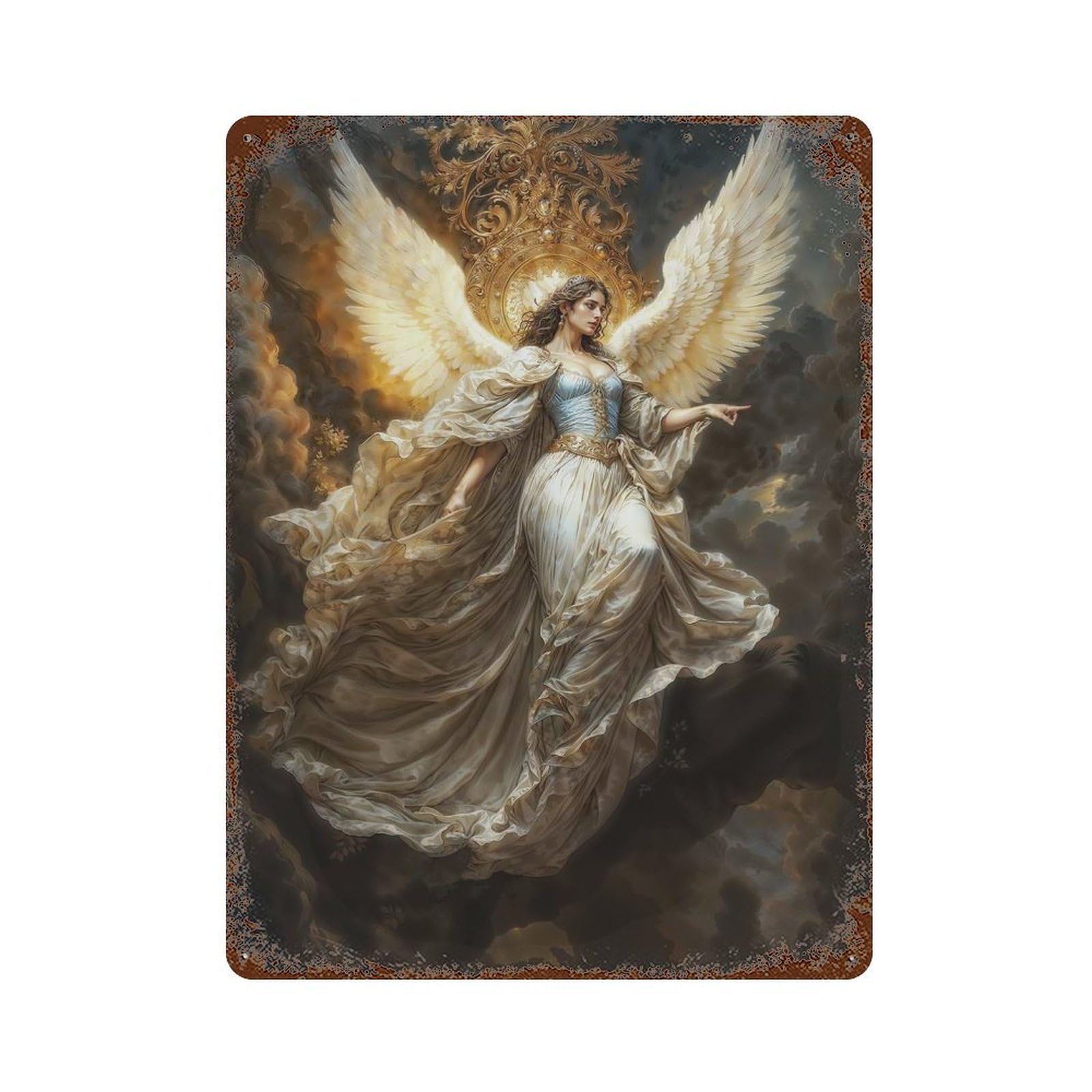 Garage Style Wings of Radiance Rusty Metal Tin Sign 15.7"x11.8", Farmhouse Wall Decor for Bar And Workshop