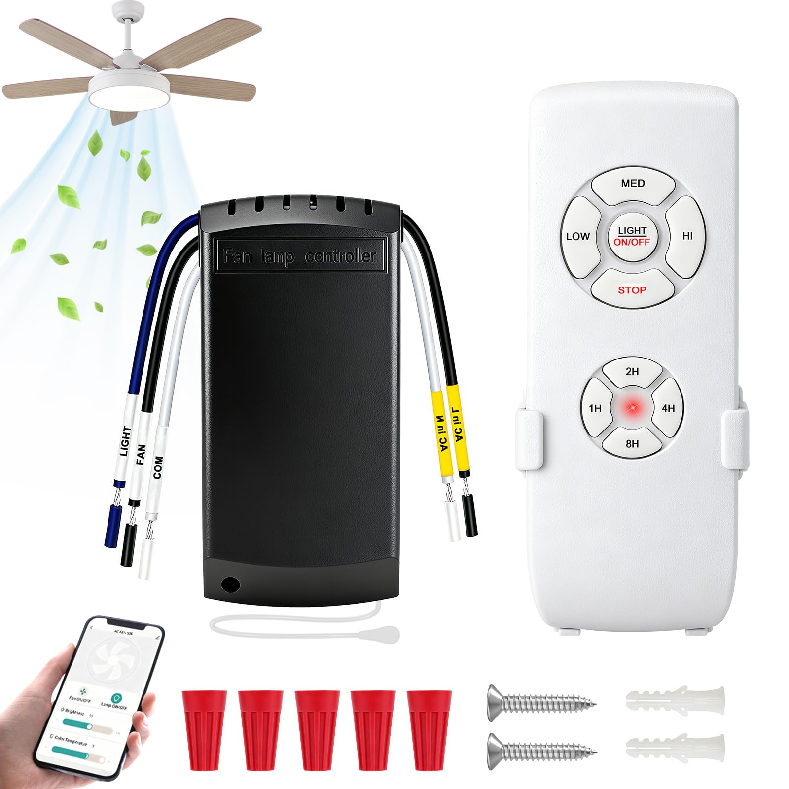 Kit de control remoto universal para ventilador de techo con WiFi, función de silencio, temporizador y aplicación Smart Life compatible con Alexa