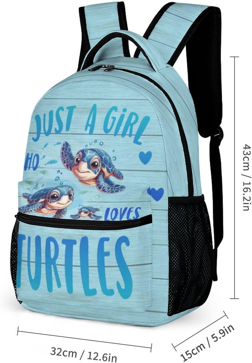 Sea Turtle Backpack for Kids Girls Boys School, 16 Inches Cute Sea Turtle Theme Bookbag, Adjustable, Lightweight, Large Capacity, Colorful Backpack for School - Image 3