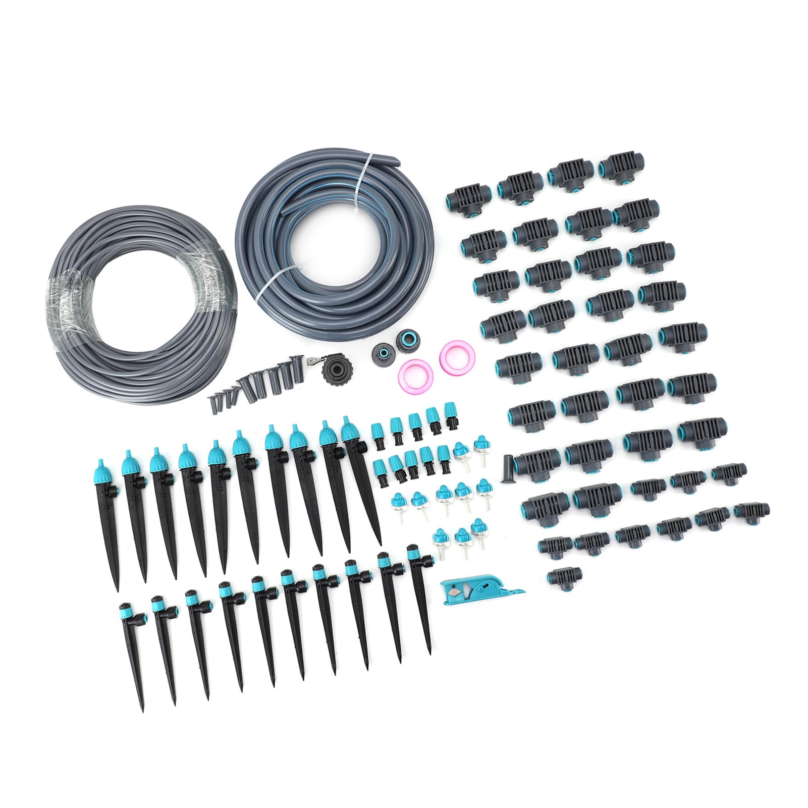 Tnfeeon di Irrigazione a Goccia Kit di Irrigazione da Giardino in Lega di Alluminio PE con 3 modalità Regolabili Testine di Spruzzo Girevoli per di Piante da Giardino, Serra, Balcone