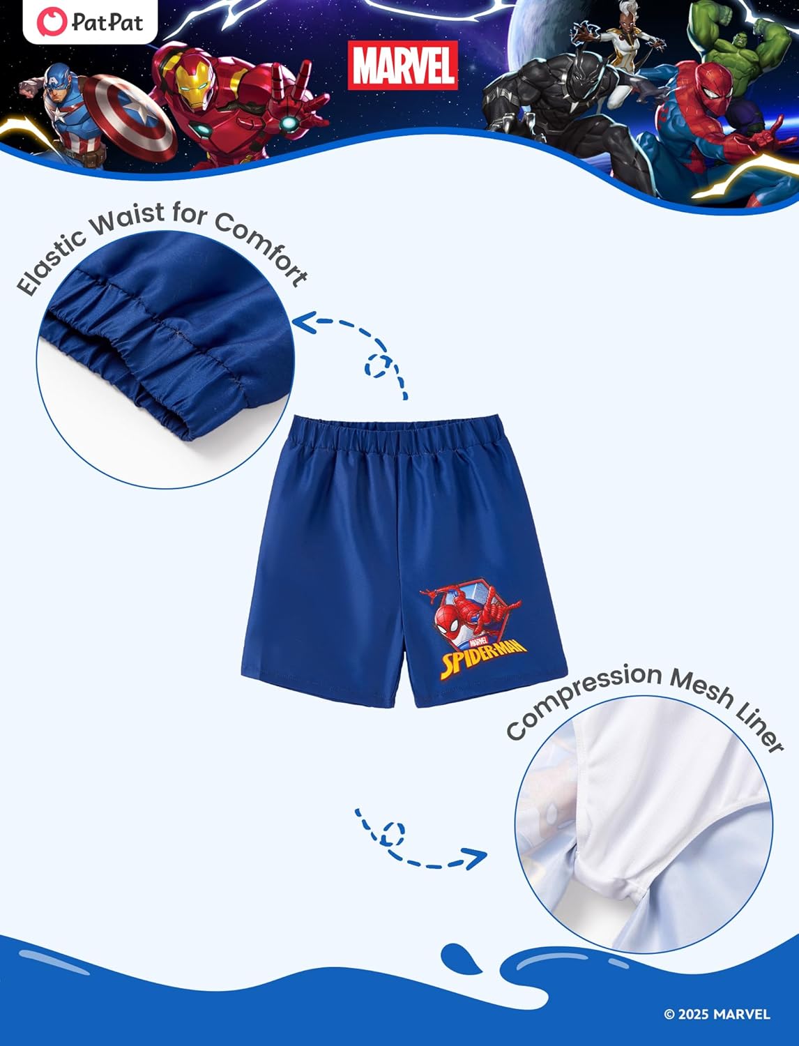 Disney Marvel Spiderman Swimsuit Rash Guard Shirt & Swim Trunks Stitch Boys Swim Set UPF 50+ Summer Kids Bathing Suit 3M-13T - Image 6