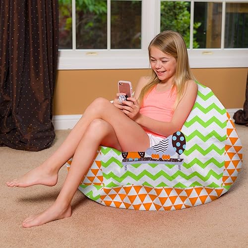 Miniatura 191 de Posh Beanbags - Sillón puff Lienzo Animales Bosque Critters,Lienzo Pájaros en Blanco,Lona Chevron Negro y Blanco,Tela para colorear lienzo - Mundo