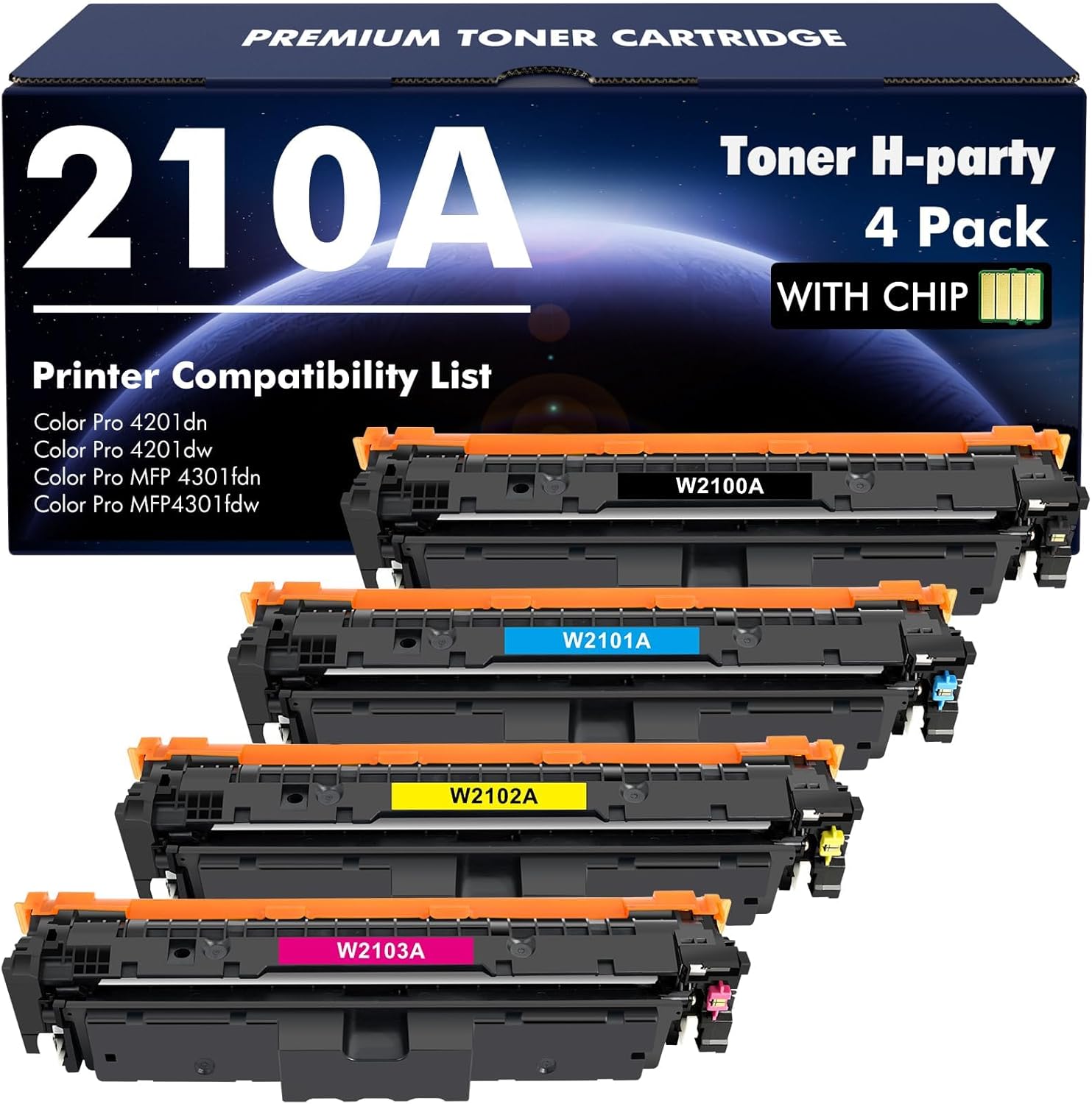 210A 4-Pack toner cartridges for HP Color Pro MFP 4301/4201 (with chip)