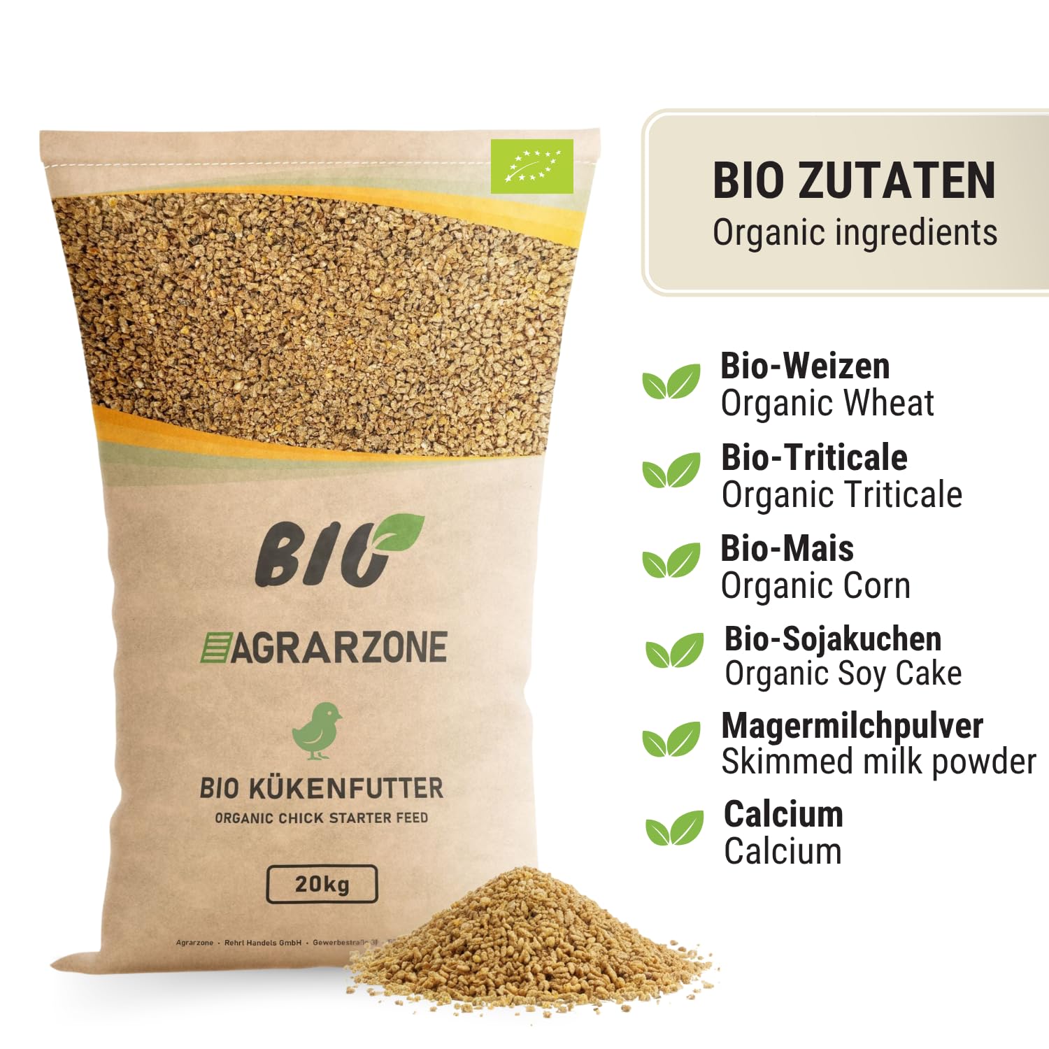 Agrarzone Bio Kükenfutter Starter 20 kg Hühner Geflügel Küken Aufzucht