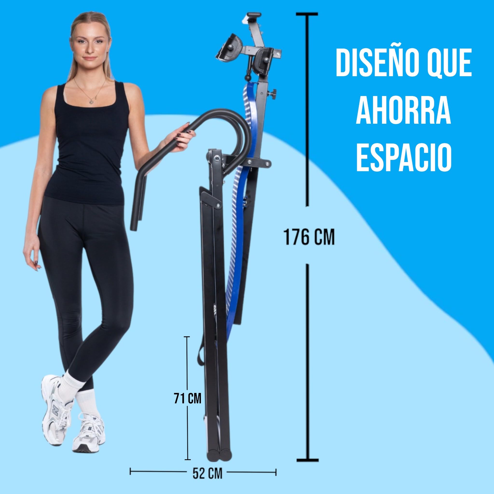 Tabla de Inversión Plegable con inversión Total, soporta hasta 150 kg y cómodos Soportes para Tobillos