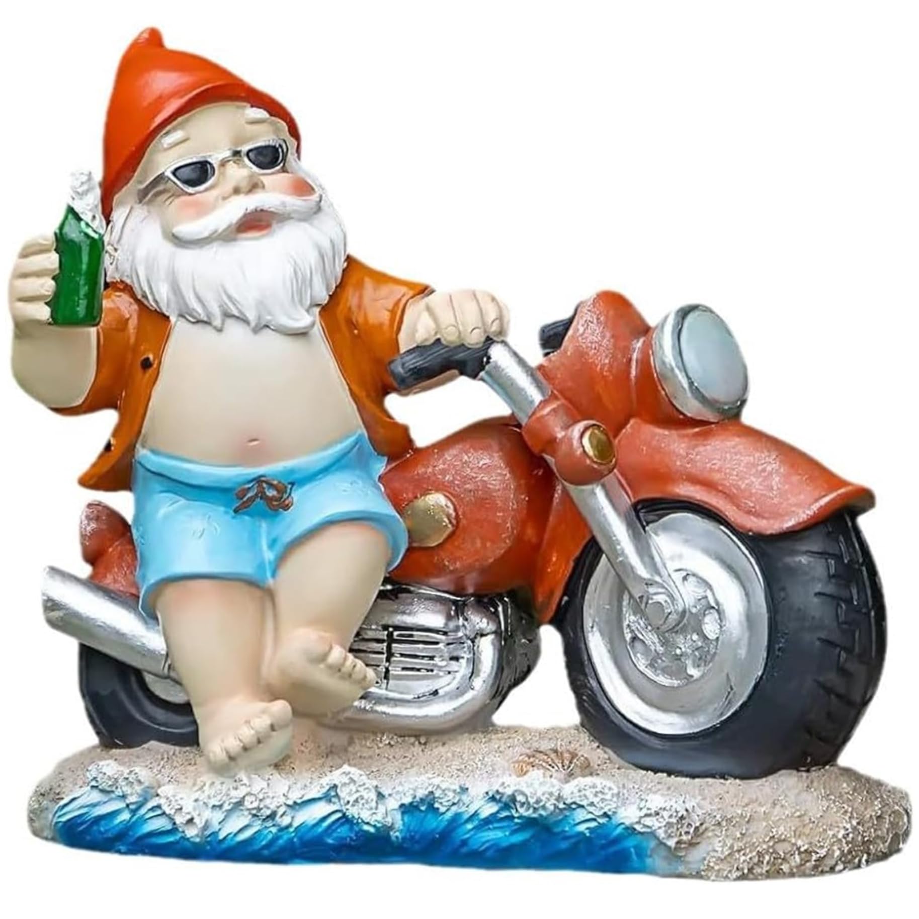 Gnomes Garden Ornaments, Garden Gnomes Outdoor, Fun Resin Gnome Figurines Motorcycle Decor, Weatherproof Gnome Ornament For Yard Lawn Porch