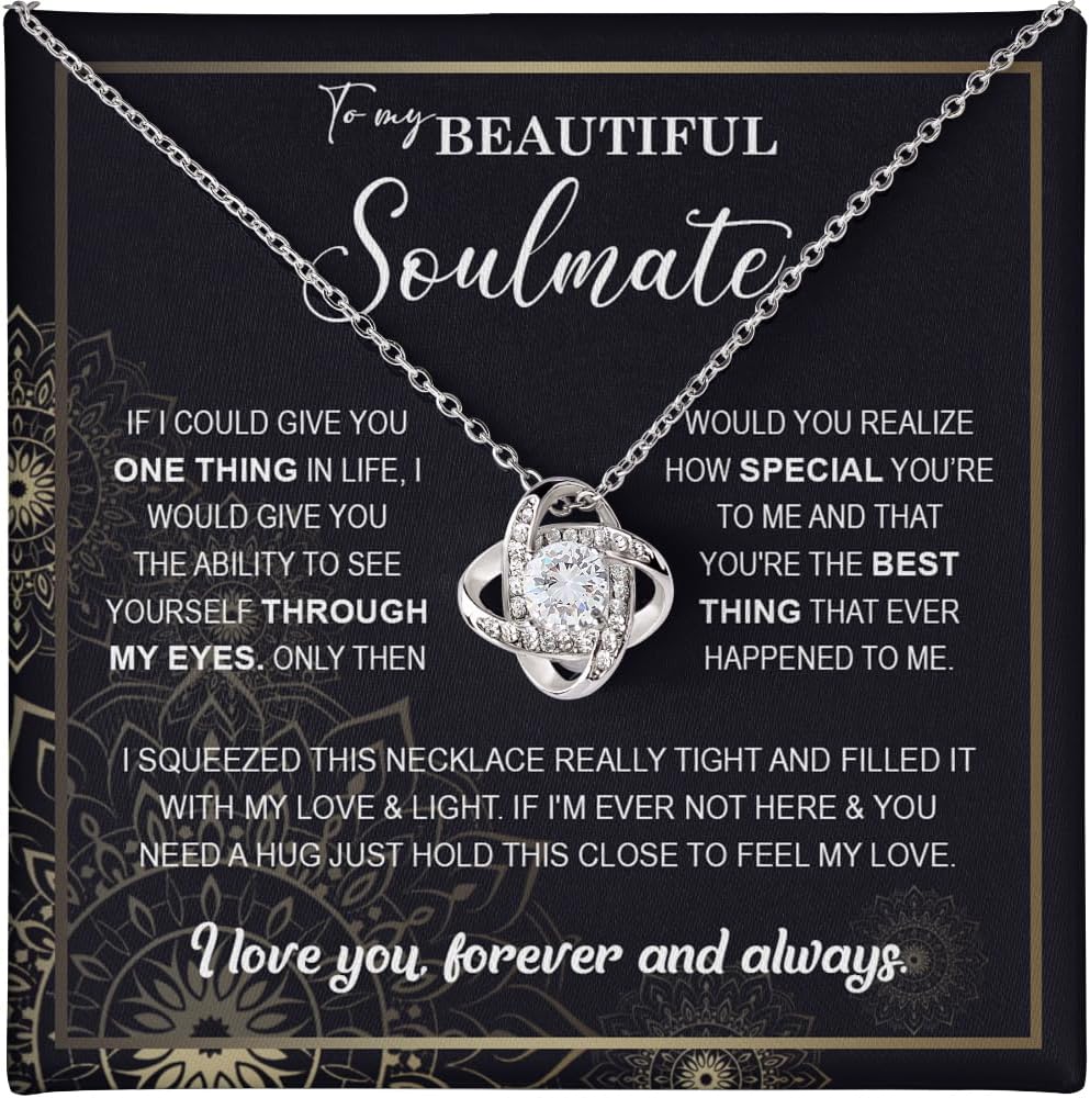 To My Beautiful Soulmate Necklace For Women,Girlfriend Necklace From Boyfriend,Wife Birthday Gifts From Husband, Women Romantic Jewelry Her Anniversary,Birthday Gifts For Wife,Wife Birthday Gift Ideas