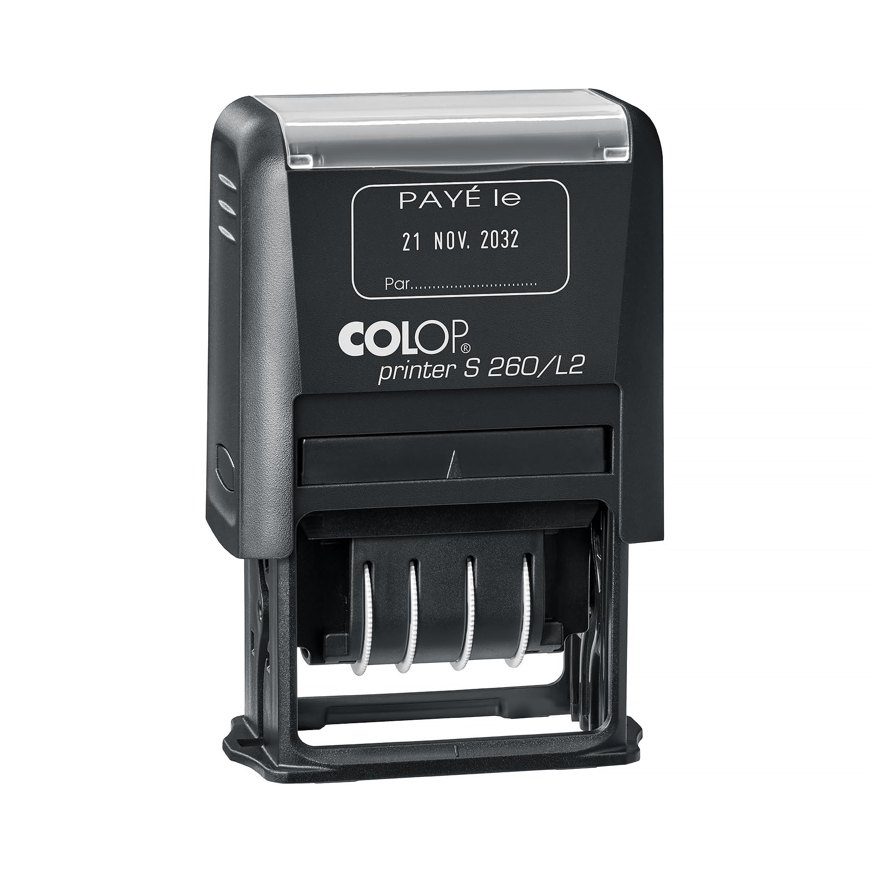 COLOP Timbro della data Printer S 260/L2 con testo "PAYÉ le", lingua: francese (D01), colore: blu/rosso