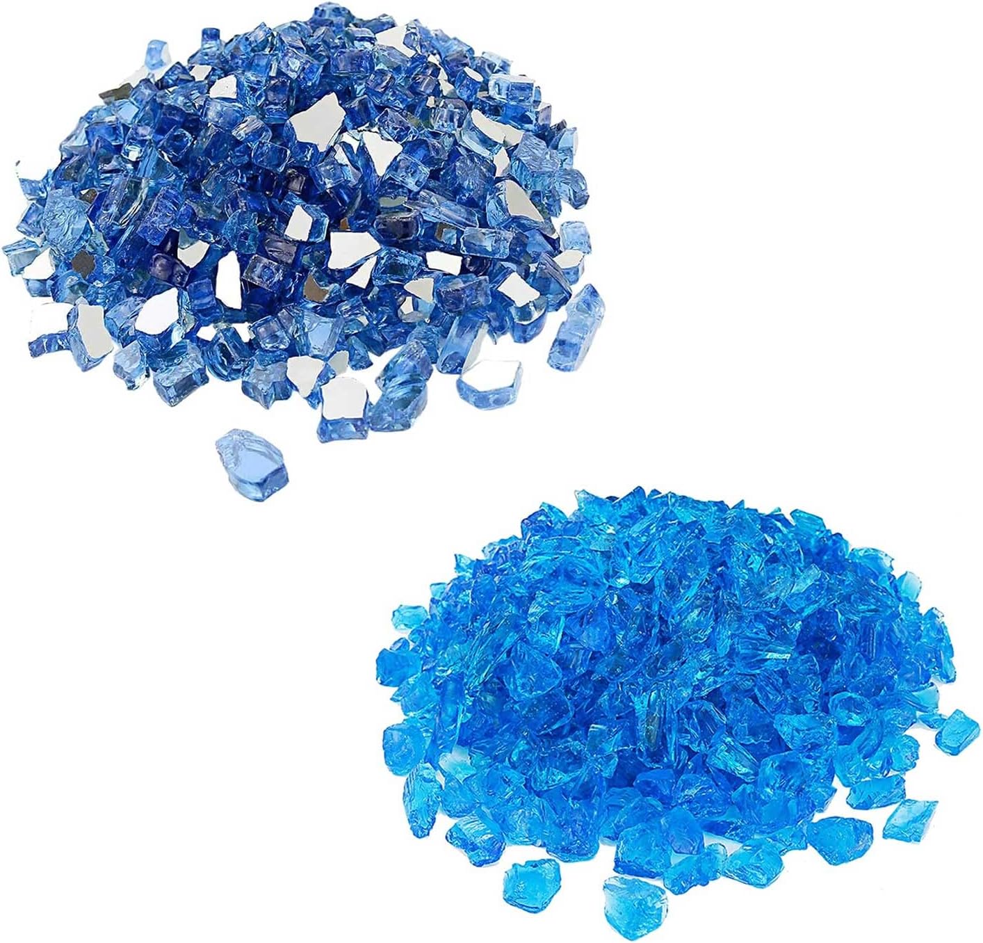 Grisun Fire Glass for Fire Pit - 1/2 Inch High Luster Reflective Tempered Glass Rocks for Natural or Propane Fireplace, 20 Pounds Safe for Outdoors and Indoors Firepit Glass