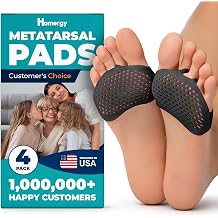 Homergy Metatarsal Foot Pads - Soft Gel Ball of Foot Cushions for Pain Relief, Ultra-Thin Sleeve Design, Stays in Place, Breathable & Reusable - Fits Heels, Flats, Sneakers 4 Pads / 2 Pairs