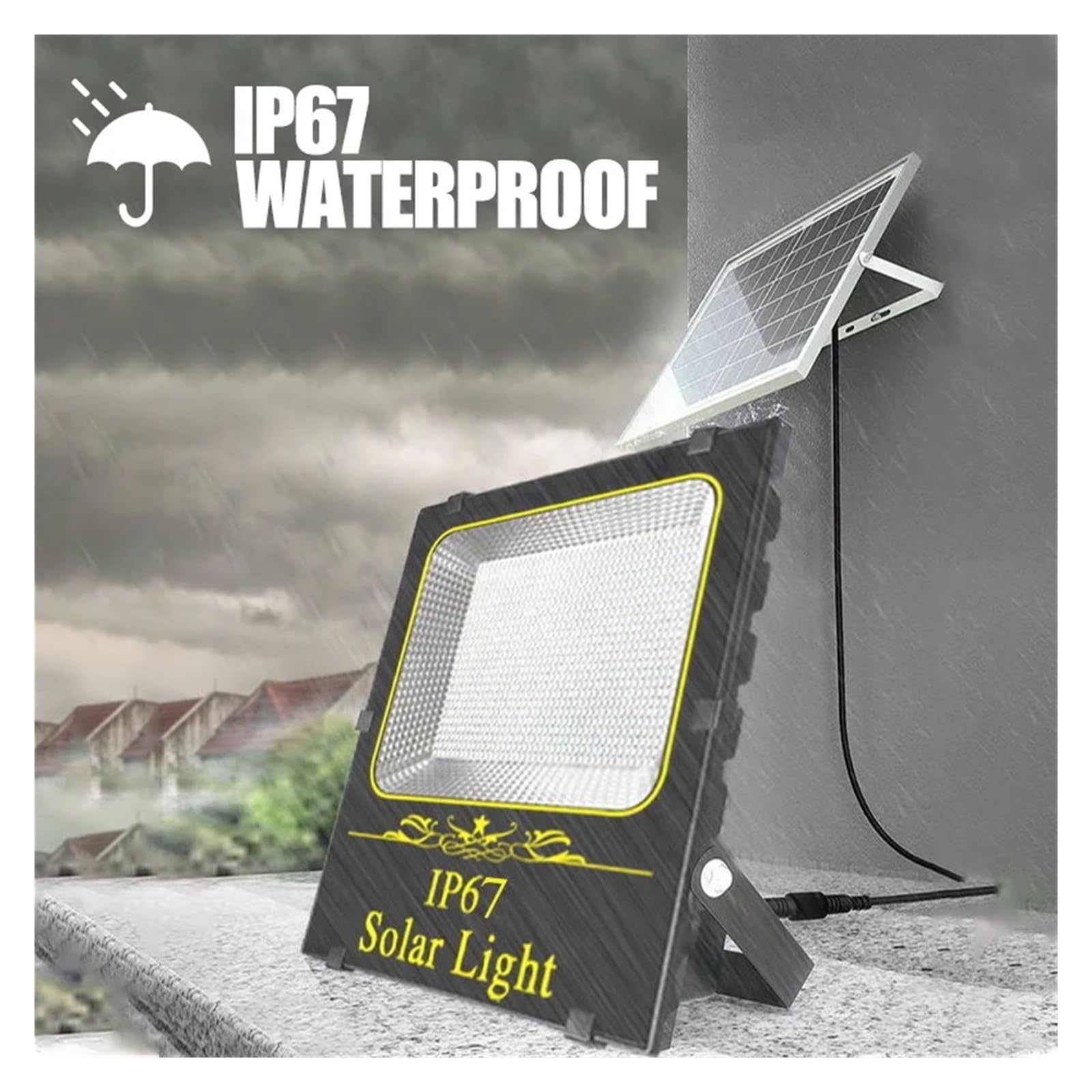 Lampa solarna zewnętrzna, 2000W lampa LED typu Flood światła słoneczne ogrodowa lampa LED Refletor budynki światło słoneczne wodoodporna lampa reflektor awaryjna lampa ścienna