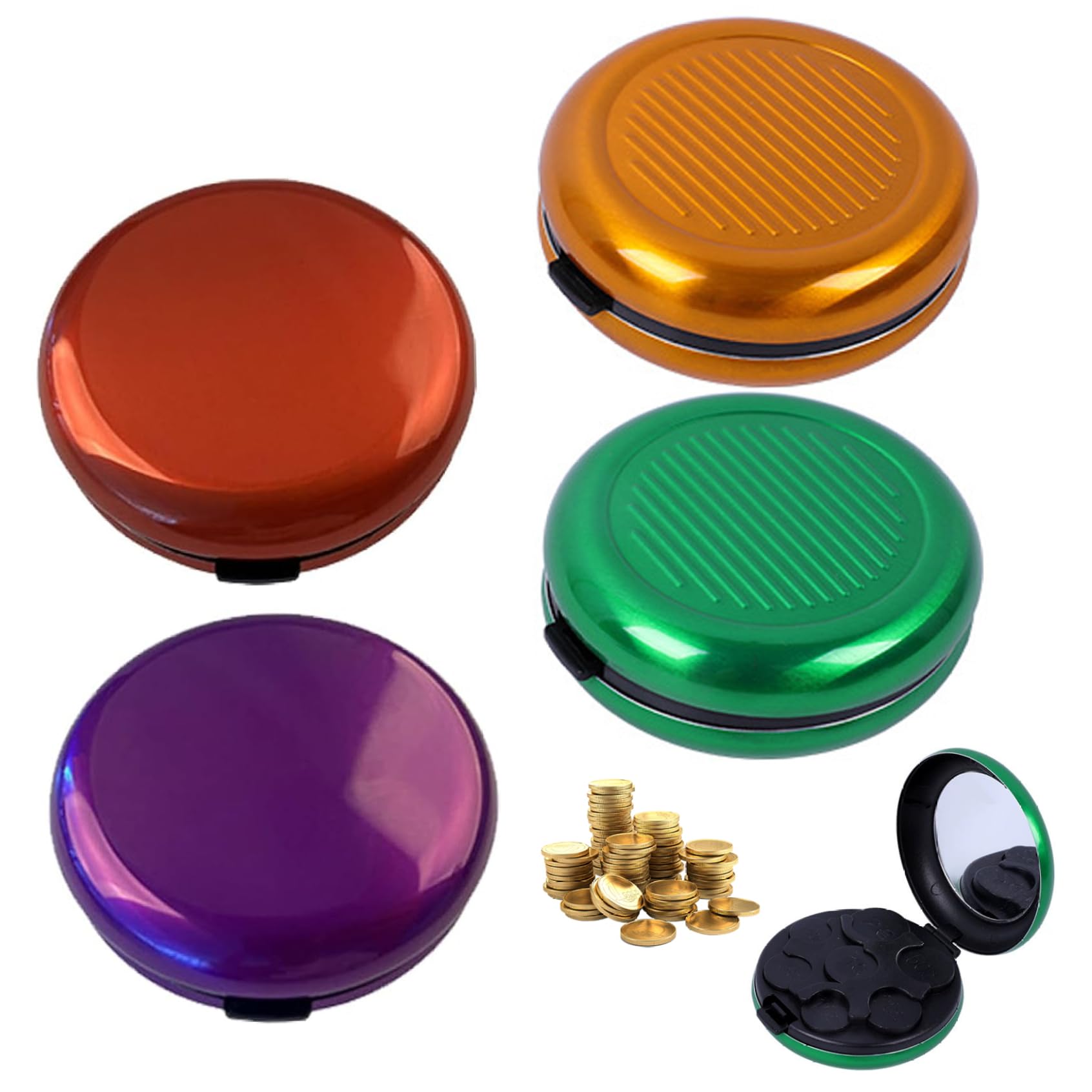 Organizzatore di monete giapponese, distributore di monete portatile con specchio per borsa auto 4 pezzi da 3, 4 pollici 7 slot porta giapponese, porta yen, distributore di